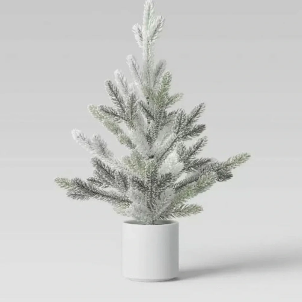 Threshold 22" Artificial Potted Mini Christmas Tree White Snowy - Picture 1 of 8